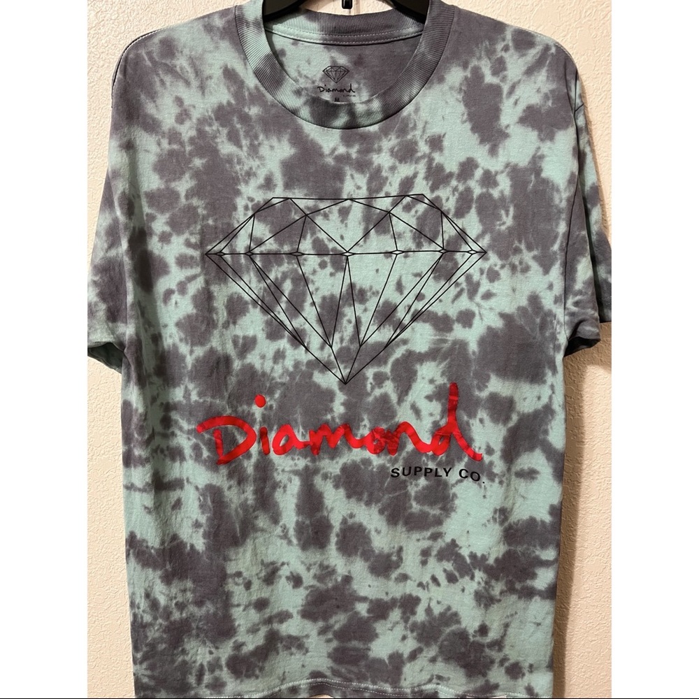 Diamond Supply Co. classic t, Mens size medium, Turquoise & black custom tiedye
